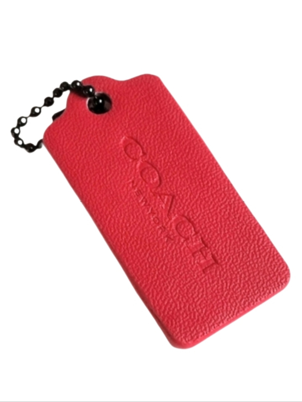 ❤️ 1.75" Coach Bright Red Leather Gunmetal Hangtag Bag Fob Purse Charm Keychain